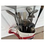 Vintage Golf Bag with Assorted Golf Clubs