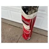 Vintage Golf Bag with Assorted Golf Clubs