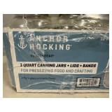 New Case of 12 Anchor Hocking 1 Quart Canning Jars with Lids - Regular Mouth