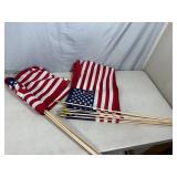 20 New American Flags with Sticks - 12 x 18 inches.