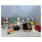 Assorted Collectibles, Steins, Wig, and More