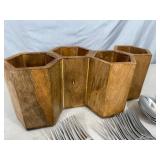 New Wood Untensil Caddy with Pfaltzgraff Flatware