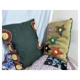 Assorted Quilts, Blankets, Sheets, Heated Blanket, Pillows, and More