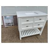 New allen + roth Canterbury 36-in White Undermount Single Sink Bathroom Vanity with Carrara Engineered Marble Top