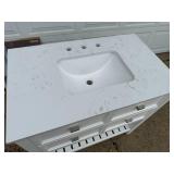 New allen + roth Canterbury 36-in White Undermount Single Sink Bathroom Vanity with Carrara Engineered Marble Top