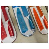 3 New Ceramic Coated Kitchen Knives with Sleeves