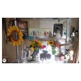 Decorative Home Decor Collection with Signs, Figurines, and Artificial Flowers