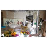 Decorative Home Decor Collection with Signs, Figurines, and Artificial Flowers