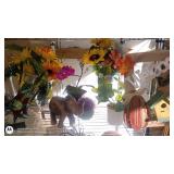 Decorative Home Decor Collection with Signs, Figurines, and Artificial Flowers