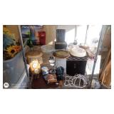 Assorted Home Decor and Clock Lot with Wall Art, Umbrella, and Miscellaneous Items