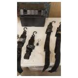 Trailer Accessory Lot with Battery Box, Marine Straps, Hitch, and Chains