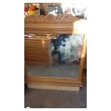 Wood Grain Bedroom Furniture Set with Cabinets, Shelves, and Mirror