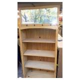 Wooden Bookshelf with Mirror and Coat Hooks