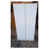 White Storage Cabinet with Shelves and Double Doors
