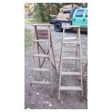 Set of 4 Vintage Wooden Step Ladders in Varying Heights