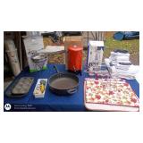 Kitchenware Collection with Electric Percolator, Fry Pan, Bakeware, Towels, and Utensils