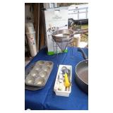 Kitchenware Collection with Electric Percolator, Fry Pan, Bakeware, Towels, and Utensils