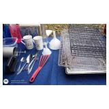 Large Kitchenware Collection with Glassware, Utensils, and Bakeware