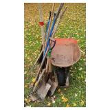 Wheelbarrow with Assorted Garden Tools