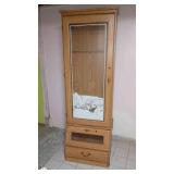 Wooden Display Cabinet with Mirrored Door and Drawer