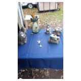 Collection of 6 Decorative Frog Figurines and Hanging Crystal Ornament