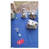 Collection of 6 Decorative Frog Figurines and Hanging Crystal Ornament