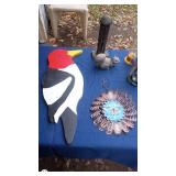 Collection of Garden Decor and Bird Feeders with Metal Art and Figurines