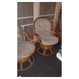 Pair of Rattan Swivel Chairs with Cushions