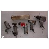 Set of 5 Used Pneumatic Air Tools Including Impact Wrenches and Grinder