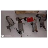 Set of 5 Used Pneumatic Air Tools Including Impact Wrenches and Grinder