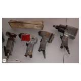 Set of 5 Used Pneumatic Air Tools Including Impact Wrenches and Grinder