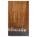 Set of 8 Fishing Rods with Spinning Reels