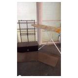 Folding Ironing Board, Metal Storage Chest, and Wall Rack Set