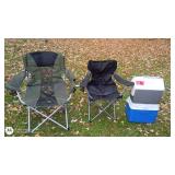 Folding Camp Chair and 2 Hard-Sided Coolers Set