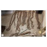 Lot of Heavy-Duty Tow Chains and Binders