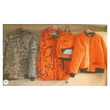 Group of 3 Hunting Jackets and Blaze Orange Backpack
