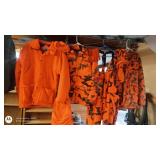 Set of 5 Blaze Orange Hunting Jackets, Pants, and Overalls