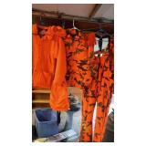 Set of 5 Blaze Orange Hunting Jackets, Pants, and Overalls