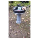 Garden Bird Bath with Fountain Pump, Hose, Pruners, and Gloves