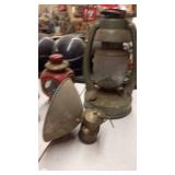Collection of 4 Vintage Oil Lanterns and Metal Funnel