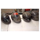 Set of 4 Vintage Motorcycle Helmets Assorted Brands
