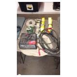 Battery Charger, Jumper Cables, Tow Straps, and Tie-Downs Lot