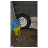 Trailer Spare Tire, White Fender, and Utility Case Set