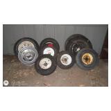 Set of 7 Assorted Used Vehicle Wheels and Tires