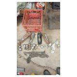 Lot of Trailer Couplers, Hitch Balls, Chain, and Latch Brackets