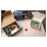 Vintage Metal Toy Van, Assorted Toy Vehicles, and Box of Marbles Set