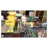 Large Group of Garden Sprayers, Bird Feeders, Tripods, and Miscellaneous Lawn Care Items