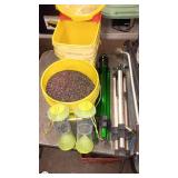 Large Group of Garden Sprayers, Bird Feeders, Tripods, and Miscellaneous Lawn Care Items