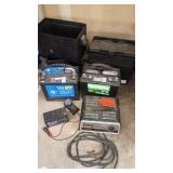 Group of Automotive Batteries with Battery Charger and Cables