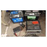 Group of Automotive Batteries with Battery Charger and Cables